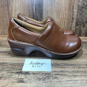 BOC Born Concept Peggy Brown Leather Comfort Slip On Clogs - Womens Size 7 M